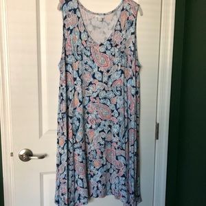 JJill paisley sharkbite hem sleeveless dress
